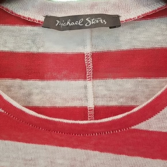 💕MICHAEL STARS💕 Harbor Stripe Colleen Crewneck Tee Poppy Stripe Red & White - Picture 9 of 9